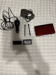 Nintendo DS Lite Crimson Red Console Bundle Charger Game – Top Screen Tinted Red