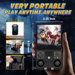 R36MAX Retro Handheld Game Console, 4 Inch IPS Portable Open Source Linux Sys…