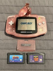 Nintendo Gameboy Advance Fuschia Pink Clear Handheld With GBA Games + More!