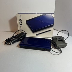 Nintendo DS Lite Cobalt Blue & Black System W/ Charger + Stylus + Box