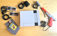 Nintendo ES Console Duck Hunt Super Mario 3 2 Controllers Cables & Zapper Tested