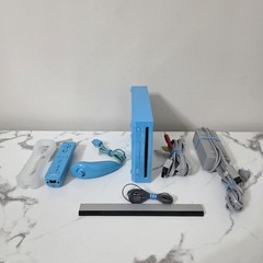 Nintendo Wii Video Game System Blue Console Bundle RVL-101 Tested Working
