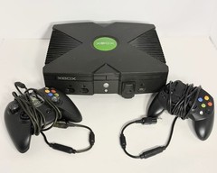 Microsoft Xbox Original Black Console Bundle 2 Wired Controllers Parts Repair