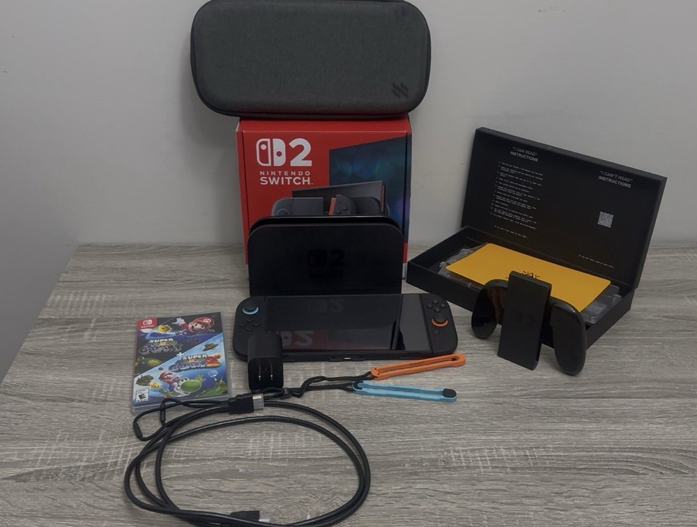 Nintendo Switch 2 Handheld Console Bundle Black w/ Blue/Orange Joy-Con & Dock
