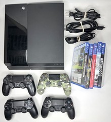 Sony PS4 500GB Console Black w/ 4 Controllers 5 Games & Cables Tested