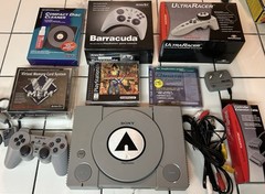 PLAYSTATION 1 Bundle OEM CONSOLE & CONTROLLER 3 Games VMEM Barracuda RACER PS1