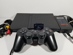 ¤ Sony PlayStation 2 Slim Black SCPH-77001 Console ¤ PS2 W/ Controller All Wires