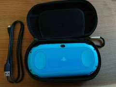 PlayStation Vita Wi-Fi Model PCH-2000 ZA23 Aqua Blue Console + USB ,Pouch Set