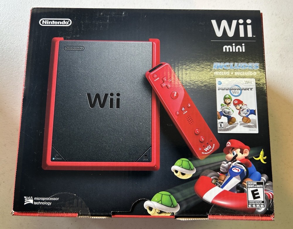 Nintendo Wii Mini Black Red Console Mario Kart Bundle Factory SEALED BRAND NEW