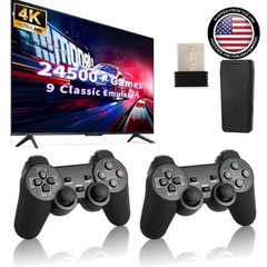2-Player Wireless Retro Gaming Console with 4K Output – 24500 Games Included