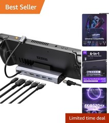 Versatile 6-in-1 Docking Station for Steam Deck/OLED with 100W Power Delivery