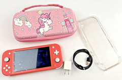 Nintendo Switch Lite Coral, Plastic Hard Case, Zipper Case – 256 GB