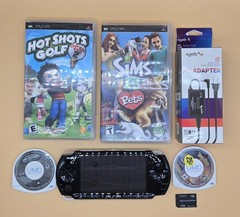 Sony PSP-2000 w/4 Games Sims Pets Hot Shot Golf Star Wars Sim Card w/Charger