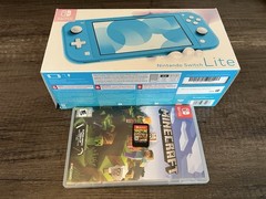 Nintendo Switch Lite Blue 32GB Handheld Console Bundle w/ Case & Minecraft
