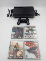 PlayStation 3 PS3 Super Slim CECH-4001B 250GB With 4 Games, Controller, Cables