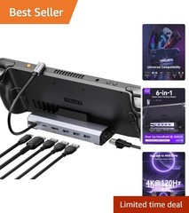 Compact 6-in-1 Steam Deck Dock with Gigabit Ethernet and Fast USB Charging