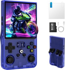 Blue R36MAX Retro Handheld Game Console 720×720 IPS Screen 64GB TF Card 4000mAh