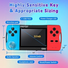 Handheld Game Console for 3.5″ IPS Large Screen Rechargeable,Preloaded 216 Vi…