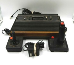 VINTAGE ATARI CX-2600A W/ JOYSTICK CONTROLLERS & PWR ADAPTER ~ PARTS OR REPAIR