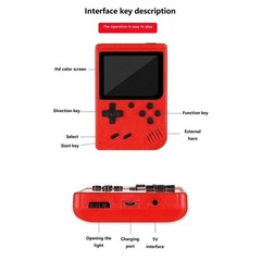 Red Retro Handheld Game Console 400 Classic Games Rechargeable TV Connectable