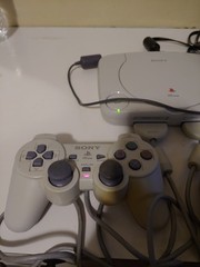Playstation ONE (PS ONE). used. 2000 small white console version. With 2 analog