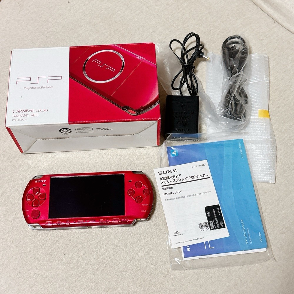 Sony PSP 3000 Radiant Red PSP-3000 RR Boxed Tested Working 4GB Memory Card