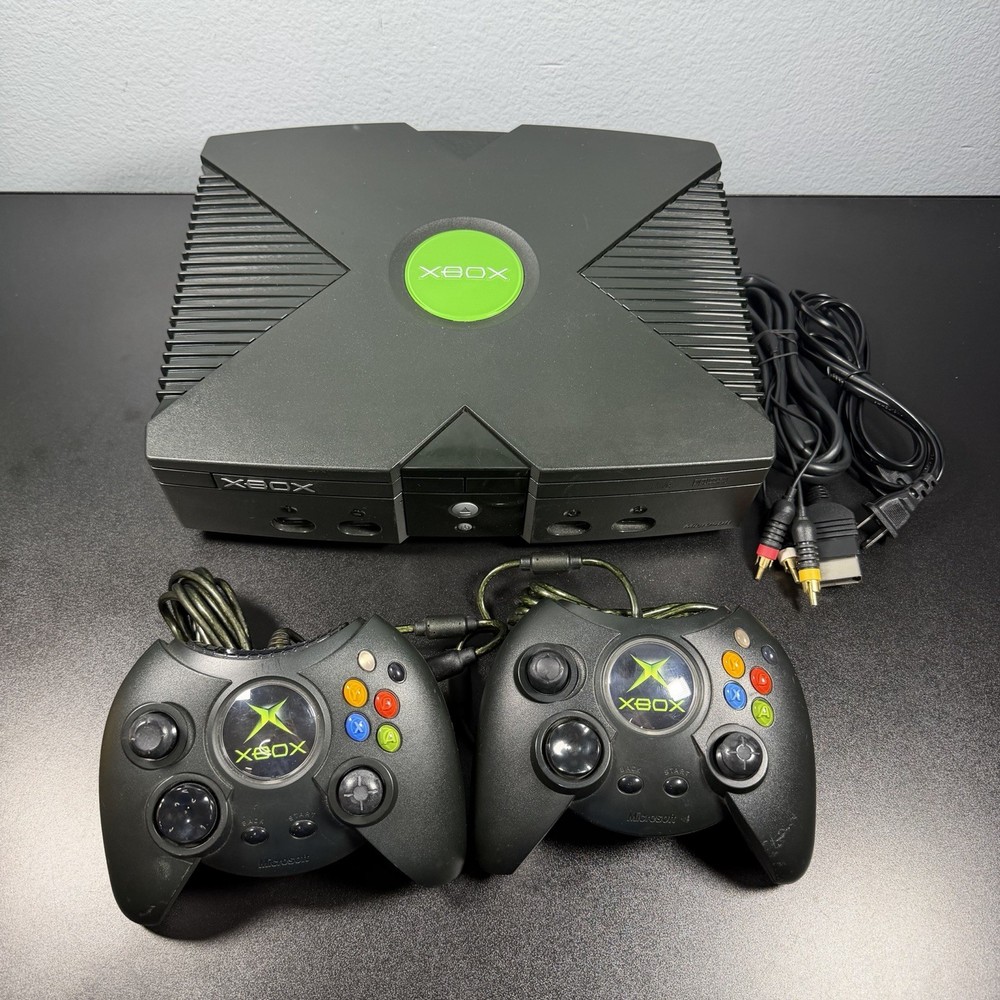 Microsoft Original Xbox Classic OG Console W/Duke Controllers -tested