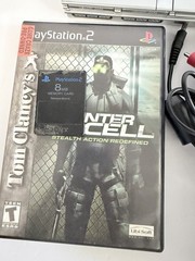SONY PS2 SLIM SILVER SCPH-79001 BUNDLE CLEAR DUALSHOCK 2 SPLINTER CELL 8MB WORKS
