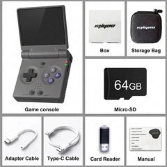 Miyoo Mini Flip Grey 64GB 2.8” IPS Retro Handheld Console OnionOS WiFi + Case