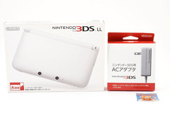 Nintendo 3DS XL LL Console White w/Box Adapter SD Card Tested Good Japan Import