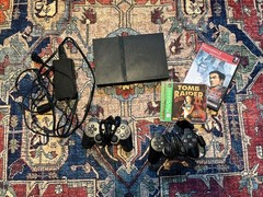 Sony PlayStation 2 Ps2 slim Bundle Controllers & 2 Games *missing AV Cable*