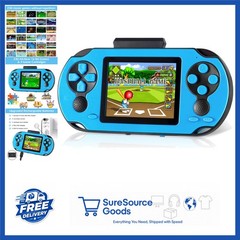 Blue Handheld Game Console 230 Built-in Games 3 Game Cartridges USB Rechargeable