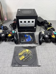Nintendo GameCube Bundle JETBLACK Console 2 Controllers + Official gameboyPlayer