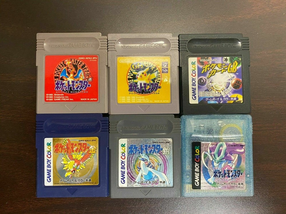 GameBoy Game Soft Pokemon Red Pikachu Gold Silver Nintendo GBC Japanese Vintage