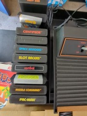 Vintage Atari 2600 Video Computer System Console Game Center lot in Cabinet Case