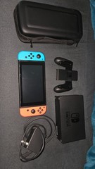 Nintendo Switch with Neon red and blue joycon with DOCK (HAC-001-01) + case