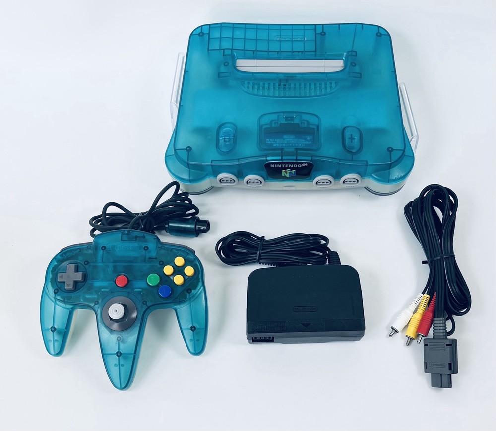 Nintendo 64 Clear Blue Console N64 Chose Controller Cables REGION FREE