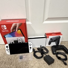 Nintendo Switch OLED Model White Bundle w/ Dock, Pro Controller, 256GB microSD