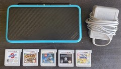 Nintendo 2DS XL Console – Black Turquoise Tested And Working w 5 Games Bundle