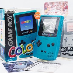 Nintendo Game Boy Color Teal Blue Console Complete in Box Japanese [OEM CIB EX]