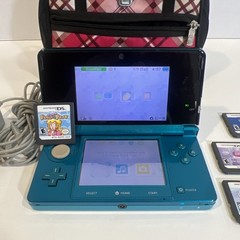 Nintendo 3DS Aqua Blue Bundle Super Princess Peach Winx 6 Games OEM Charger