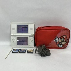🔥 ✅ Nintendo DS Lite W/Charger, Case, & 3 Games USG-001- Polar White