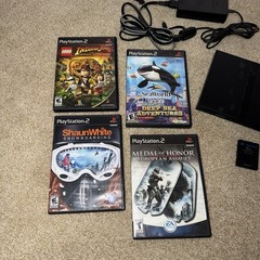 Sony PlayStation 2 Slim w/ Controllers, Games, and Cables [TESTED/WORKS]