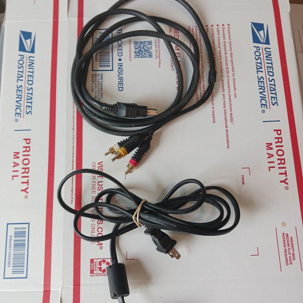Orig Microsoft Xbox Console Power Cord and Video Cable,OEM Tested Working