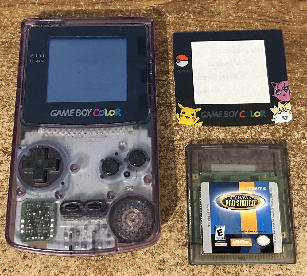 NINTENDO GAMEBOY COLOR Atomic Purple Console w/TONY HAWK Game TESTED