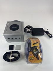 Nintendo GameCube Platinum Console DOL-101 TESTED W/ Mem Cards OEM Cables/ RF