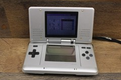 Nintendo DS NTR-001 Console Titanium Silver Tested Works Broken Hinge, Lines