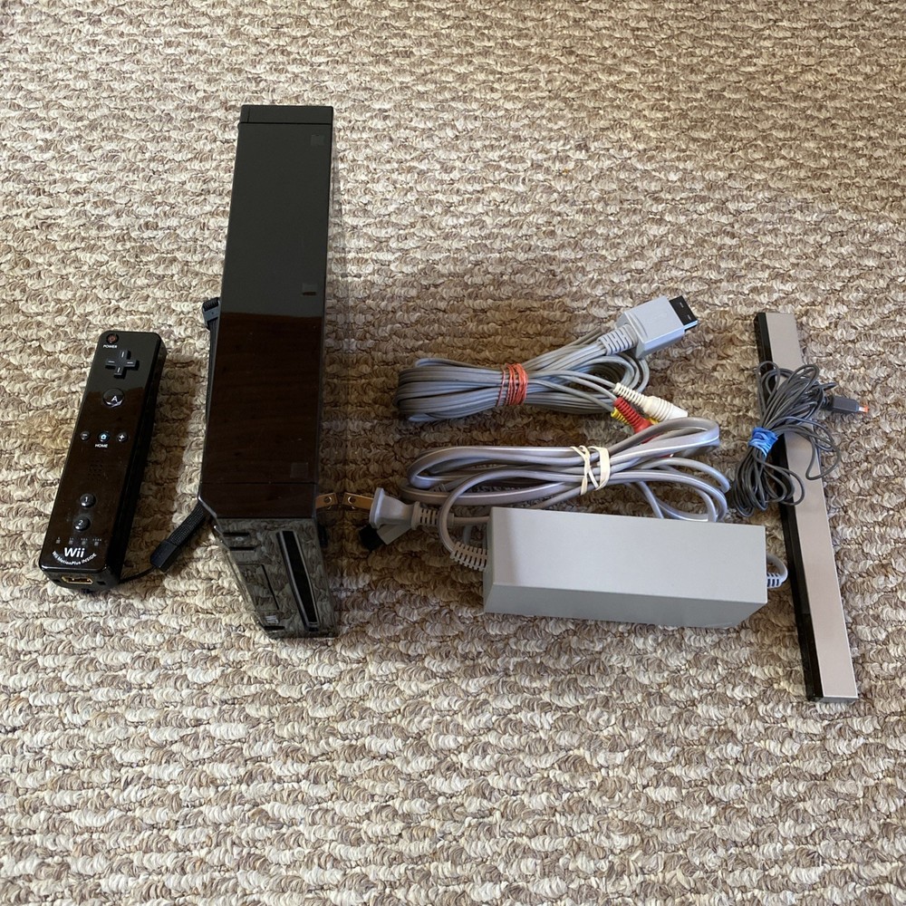 Nintendo Wii Black RVL-101 Model Console Tested Working OEM With Controller