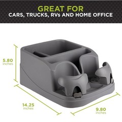GO GEAR Charcoal Console – Versatile Car Organizer with Adjustable Drink Holders