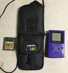 1998 NINTENDO Gameboy Color CGB-001 Purple Handheld Console Case + Frogger Game